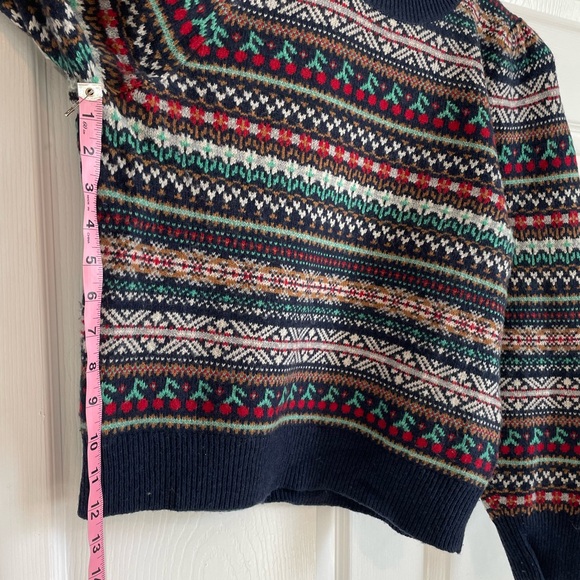 Puff-sleeve Fair Isle crewneck sweater - Picture 7 of 7
